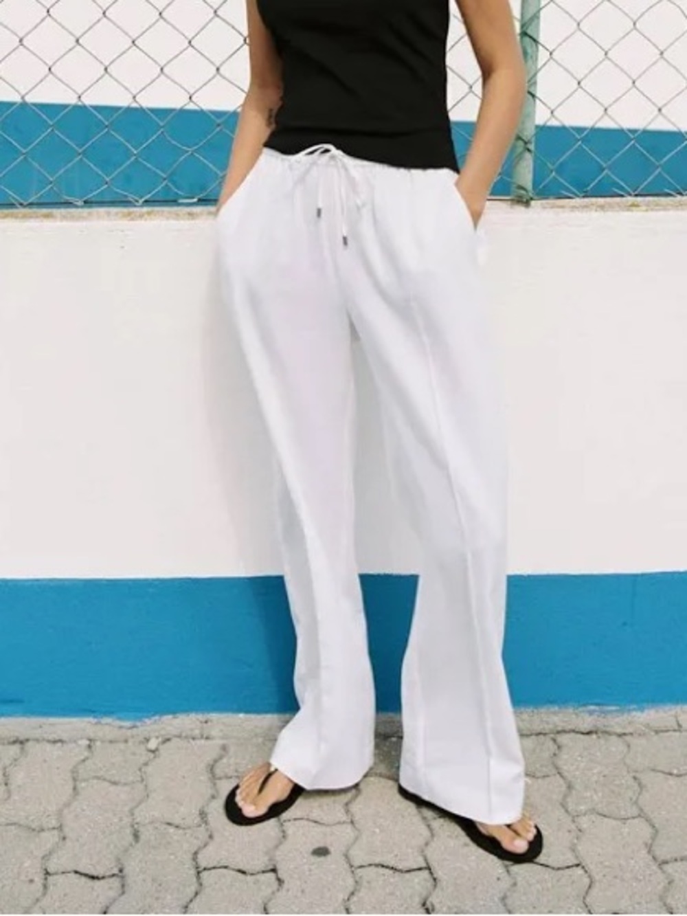 Zara Women's Linen Blend Straight Pants